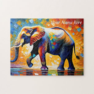 Majestic Elephant Vibrant Colours Jigsaw Puzzle