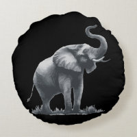 Majestic Elephant with Raised Trunk Grey Black