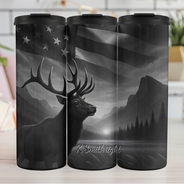 Majestic Elk American Flag Wilderness Thermal Tumbler (Creator Uploaded)