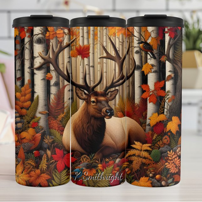 Majestic Elk Autumn Birch Thermal Tumbler (Creator Uploaded)