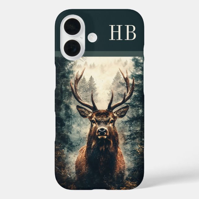 Majestic Elk Deer Monogram Personalised Case-Mate iPhone Case (Back)