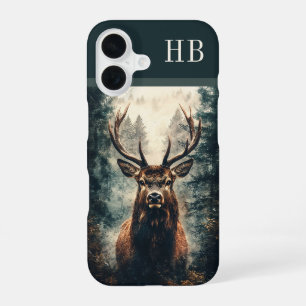 Majestic Elk Deer Monogram Personalised iPhone 16 Case