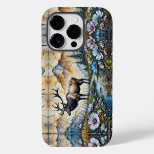 Majestic Elk in floral mountain valley iPhone 14 Pro Case