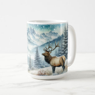 Majestic Elk Snowy Mountain Wildlife Coffee Mug