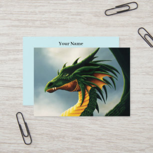 Majestic Emerald Green Dragon Fantasy Business Card