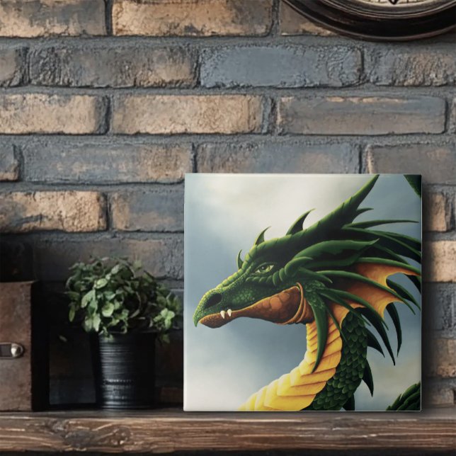Majestic Emerald Green Dragon Fantasy Tile (Creator Uploaded)