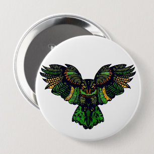 Majestic Emerald Owl 10 Cm Round Badge