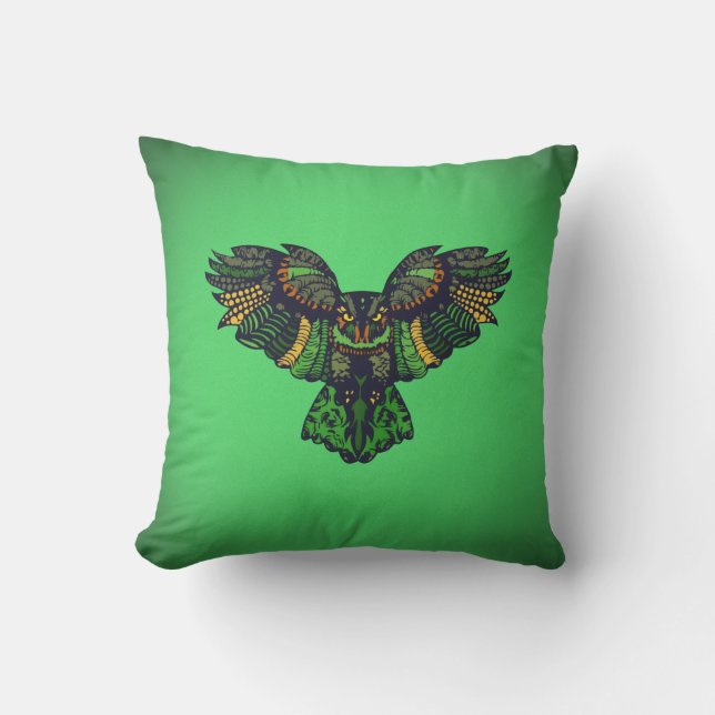 Majestic Emerald Owl Cushion (Front)