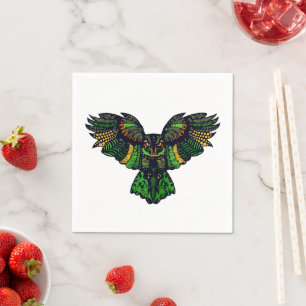 Majestic Emerald Owl Napkin
