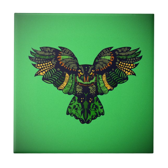 Majestic Emerald Owl Tile (Front)