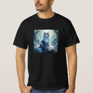 **Majestic Fantasy Cat with Mystical Aura – High F T-Shirt