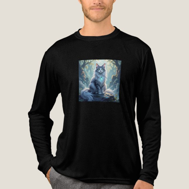 **Majestic Fantasy Cat with Mystical Aura – High F Tri-Blend Shirt (Front)