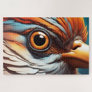 Majestic Fiery Bird Portrait - Intense Close-Up Jigsaw Puzzle