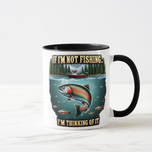 Majestic Fish Swimming Past a Serene Fishing Boat Mug (Right)