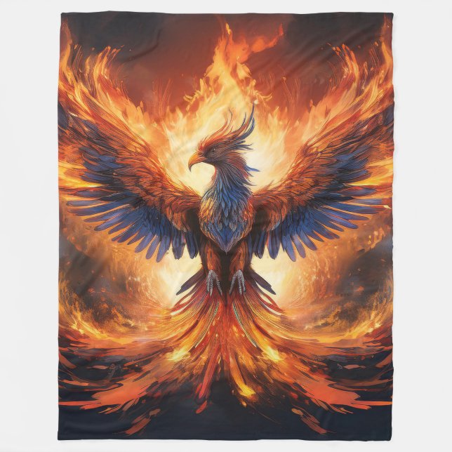 Majestic Flaming Eagle Sherpa Blanket (Front)
