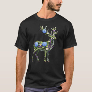 Majestic Floral Deer Art - Botanical Nature T-Shirt