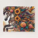 Majestic Floral Horse Jigsaw Puzzle<br><div class="desc">Majestic Floral Horse
Art/illustration
colorful
customizable</div>