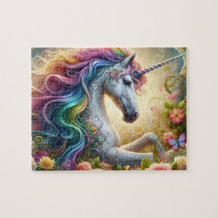 Majestic Floral Unicorn Jigsaw Puzzle