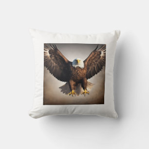 Majestic Flying Eagle Design Throw Pillow. Cushion