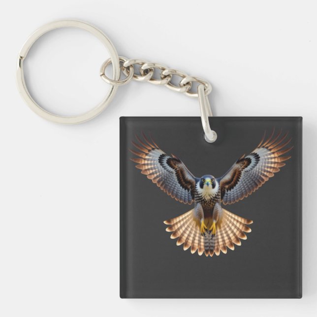 **“Majestic Flying Falcon – Realistic Full-Body Bi Key Ring (Front)