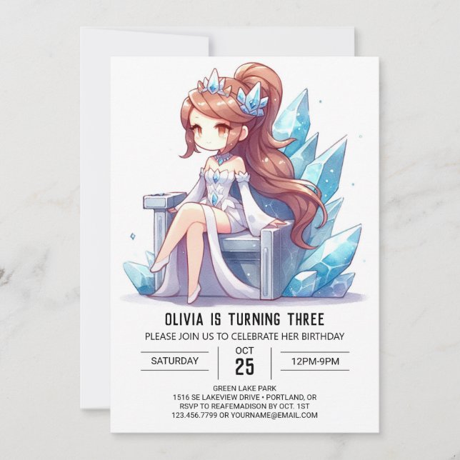 Majestic Fun Princess Birthday Invitation (Front)