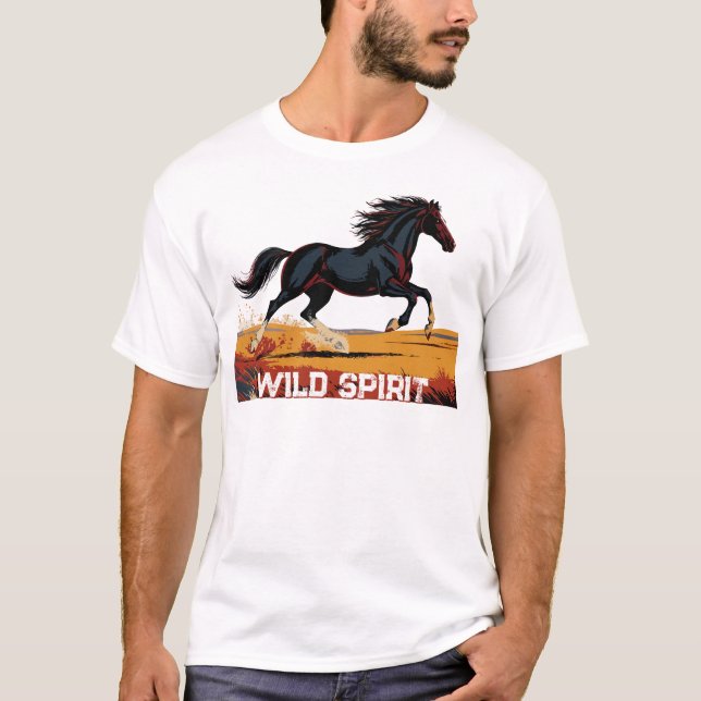 Majestic Galloping Horse Freedom Quote Typography  T-Shirt (Front)