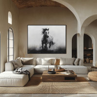 Majestic Galloping Horse in Black and White