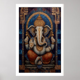 Majestic Ganesha Wall Art - Mosaic Design with