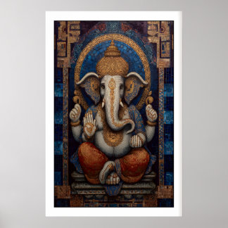 Majestic Ganesha Wall Art - Mosaic Design with