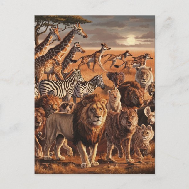 Majestic Gathering of Wild Creatures Postcard (Front)