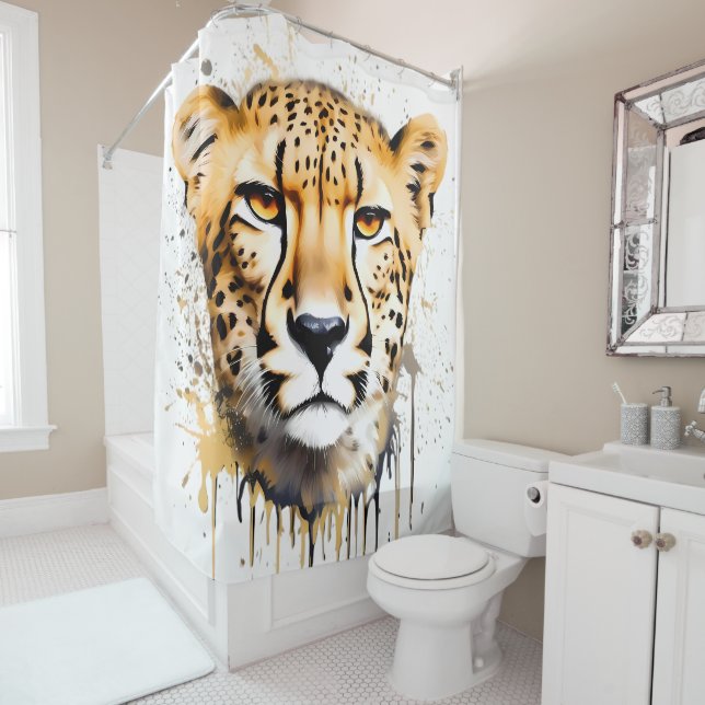 Majestic Gaze of the Cheetah Shower Curtain (In Situ)