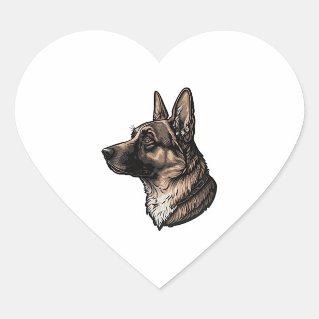 Majestic German shepherd Heart Sticker (Front)