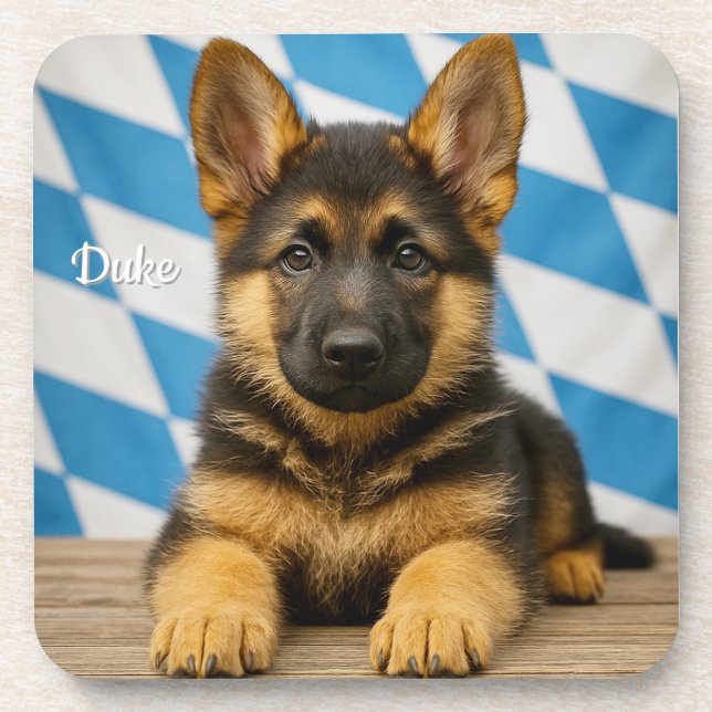 Majestic German Shepherd Personalised Coaster Set (Front)