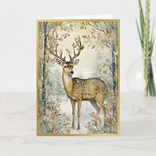 Majestic Gilded Deer Woodlands Card
