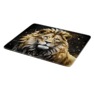 Majestic Gold And Grey Male Lion, Cutting Board