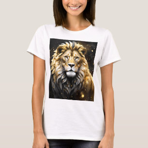 Majestic Gold And Grey Male Lion, T-Shirt