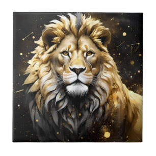 Majestic Gold And Grey Male Lion, Tile