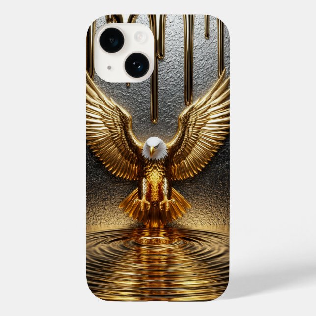 ✨ Majestic Gold Eagle Drip Liquid Metal Prestige🦅 Case-Mate iPhone Case (Back)