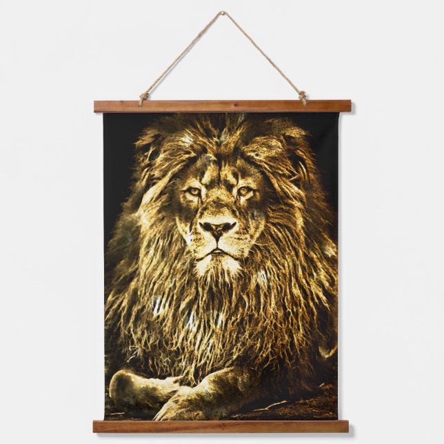 Majestic Gold Lion Hanging Tapestry (Front)