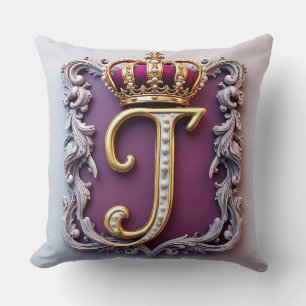 Majestic Gold Monogram With Crown On Regal Velvet Cushion