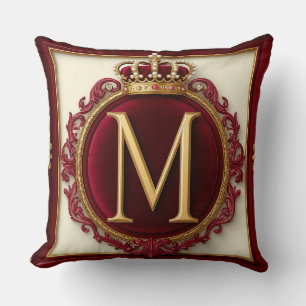 Majestic Gold Monogram With Crown On Regal Velvet Cushion