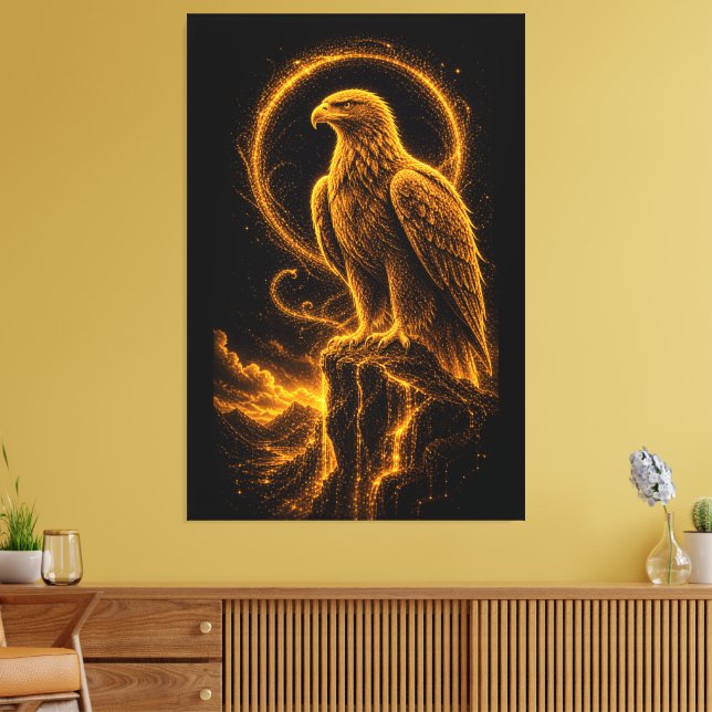 Majestic Golden Eagle Glowing Celestial  Canvas Print (Insitu(LivingRoom))