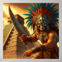 Majestic Golden-Hued Dynamic Aztec Warrior