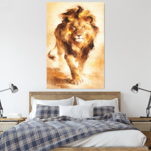 Majestic Golden Lion Abstract Painting Luxury Art Canvas Print