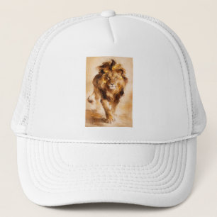 Majestic Golden Lion Abstract Painting Luxury Art Trucker Hat