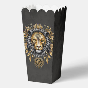 Majestic golden lion head with black mane.  favour box
