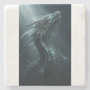 Majestic Golden Scale Sea Dragon - Deep Ocean Guar Stone Coaster