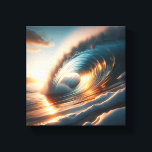 Majestic Golden Sunset Barrel Wave - Glowing Ocean Canvas Print<br><div class="desc">A stunning digital masterpiece capturing a perfect barrel wave illuminated by the warm, radiant glow of a setting sun. The contrast between the soft sea foam and the brilliant golden light reflecting inside the wave's tunnel creates a magical and serene atmosphere. Ideal for high-end coastal home decor, luxury wall art,...</div>