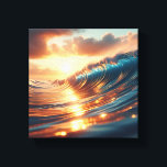 Majestic Golden Sunset Ocean Waves - Ethereal Canvas Print<br><div class="desc">A breathtaking digital artwork featuring rolling ocean waves shimmering under the intense golden light of a setting sun. The intricate reflections on the water and the soft, cloud-filled sky evoke a sense of peace and natural splendor. Perfect for high-end residential decor, spa environments, or as a radiant focal point in...</div>
