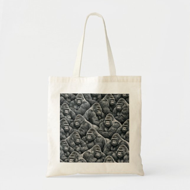 Majestic Gorilla Pattern in Charcoal Grey Tote Bag (Front)